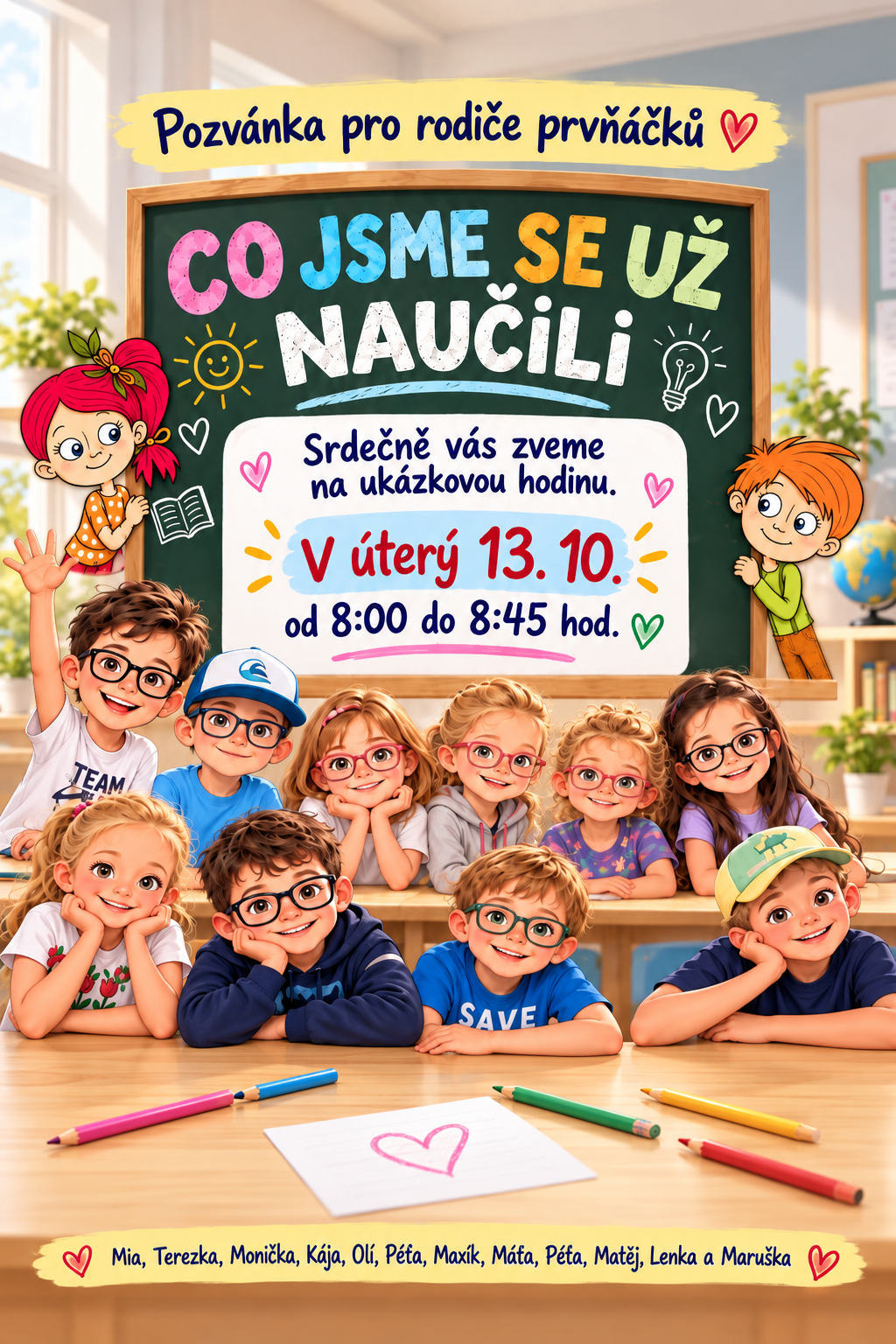 Co jsme se už naučili - ukázková hodina pro rodiče prvňáčků