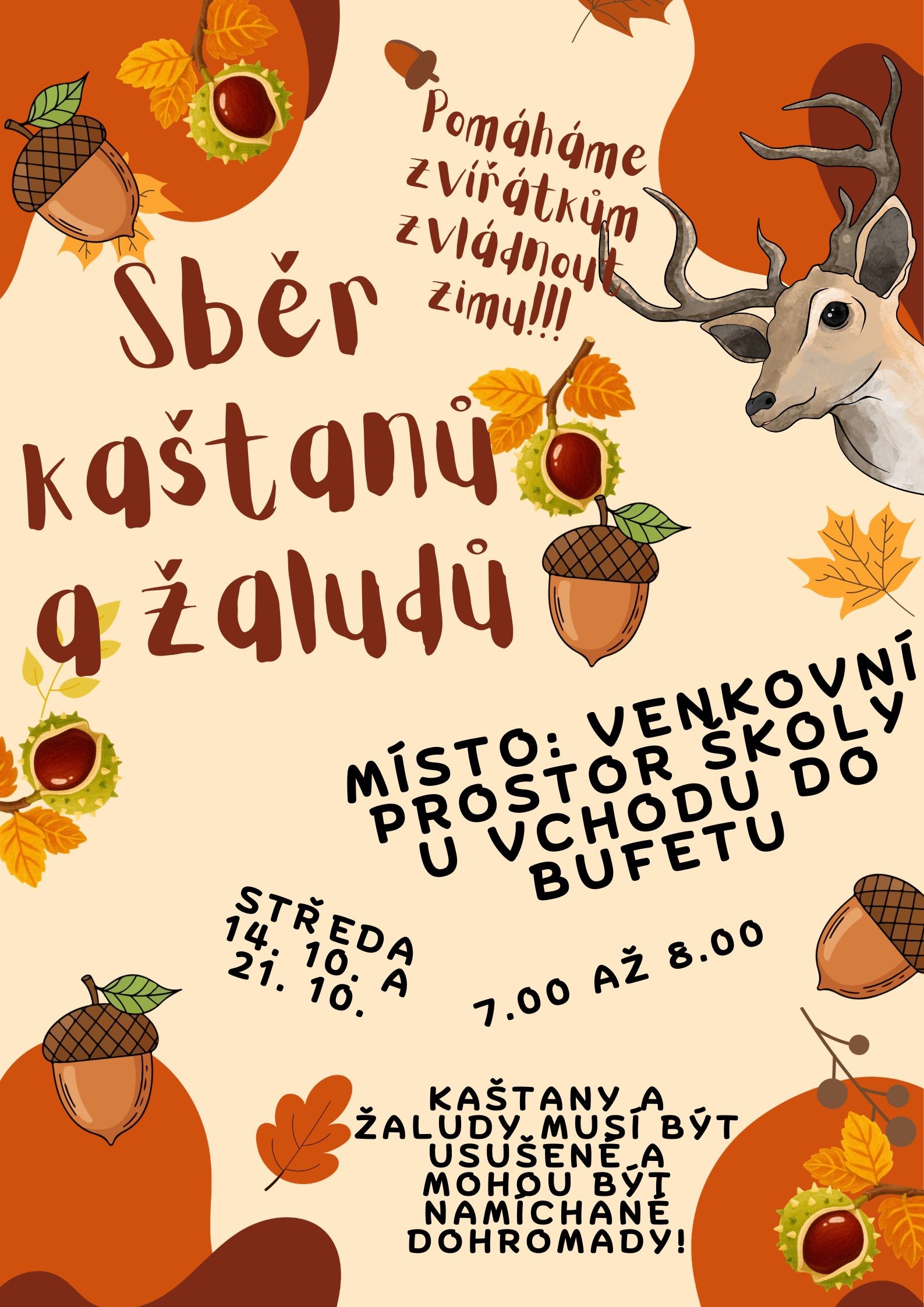 Sběr kaštanů a žaludů